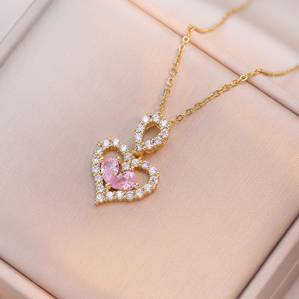 Rhinestone Crystal Heart Pendant Necklace