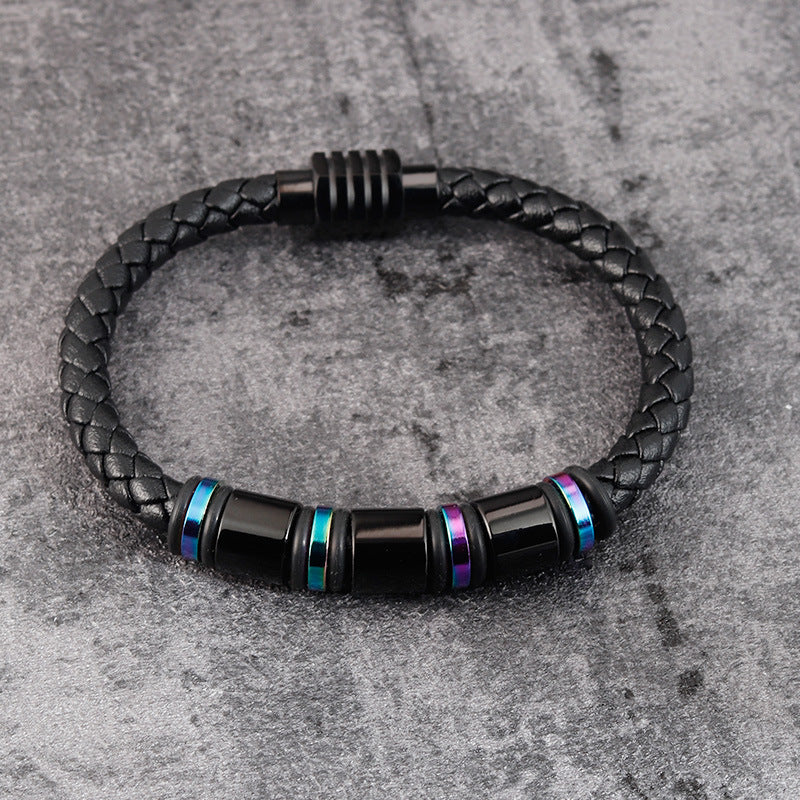 Leather Titanium Steel Bracelet