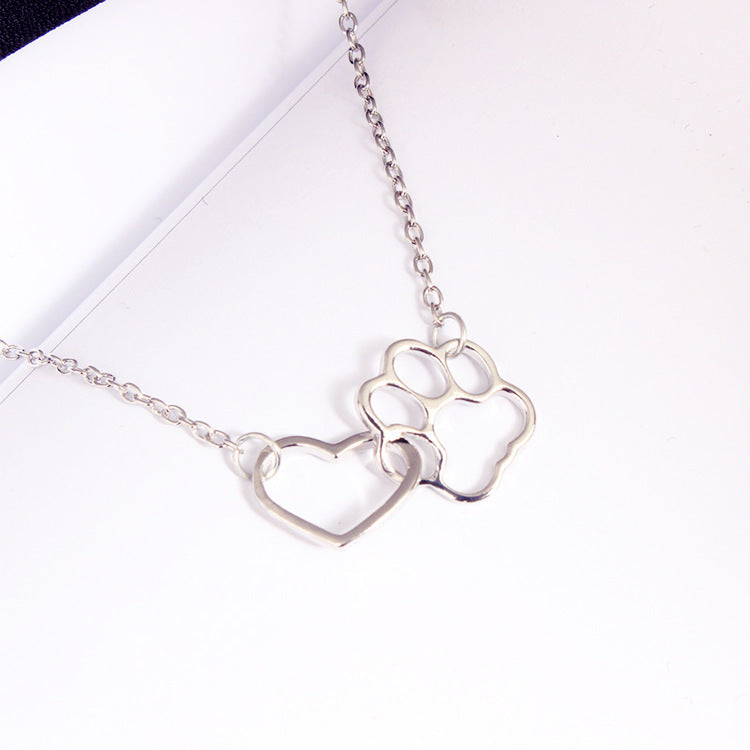 Dog Claw Heart Pendant Necklace