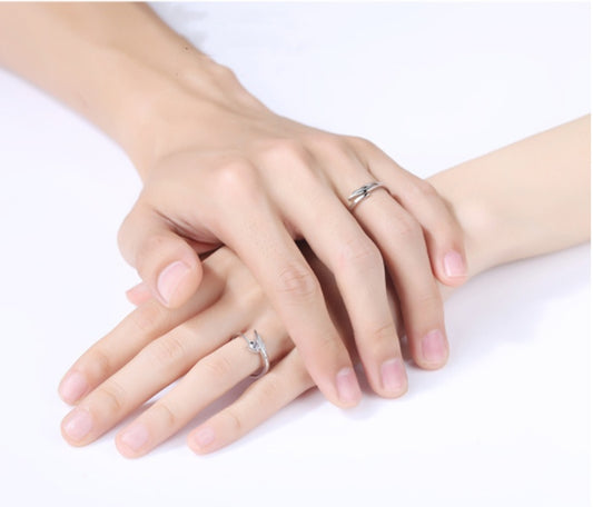 Cupid Angel Feather Couple Ring – S925 Sterling Silver