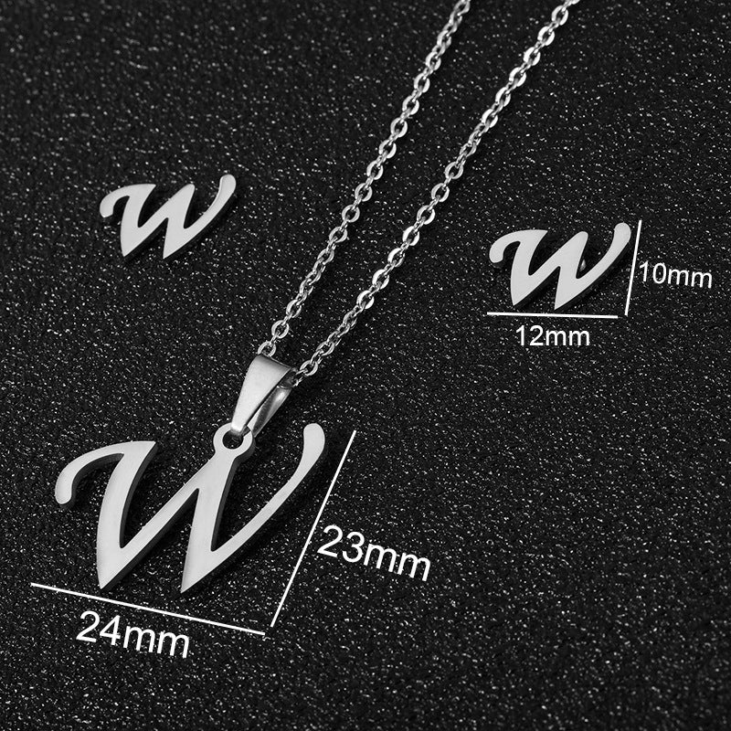 Stainless Steel Alphabet Necklace, 26 Initial Letters A–Z