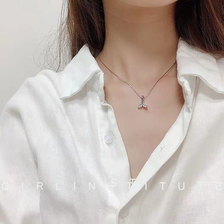 S925 Sterling Silver Mermaid Tail Necklace