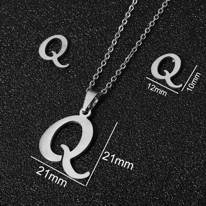 Stainless Steel Alphabet Necklace, 26 Initial Letters A–Z