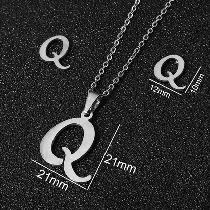 Stainless Steel Alphabet Necklace, 26 Initial Letters A–Z