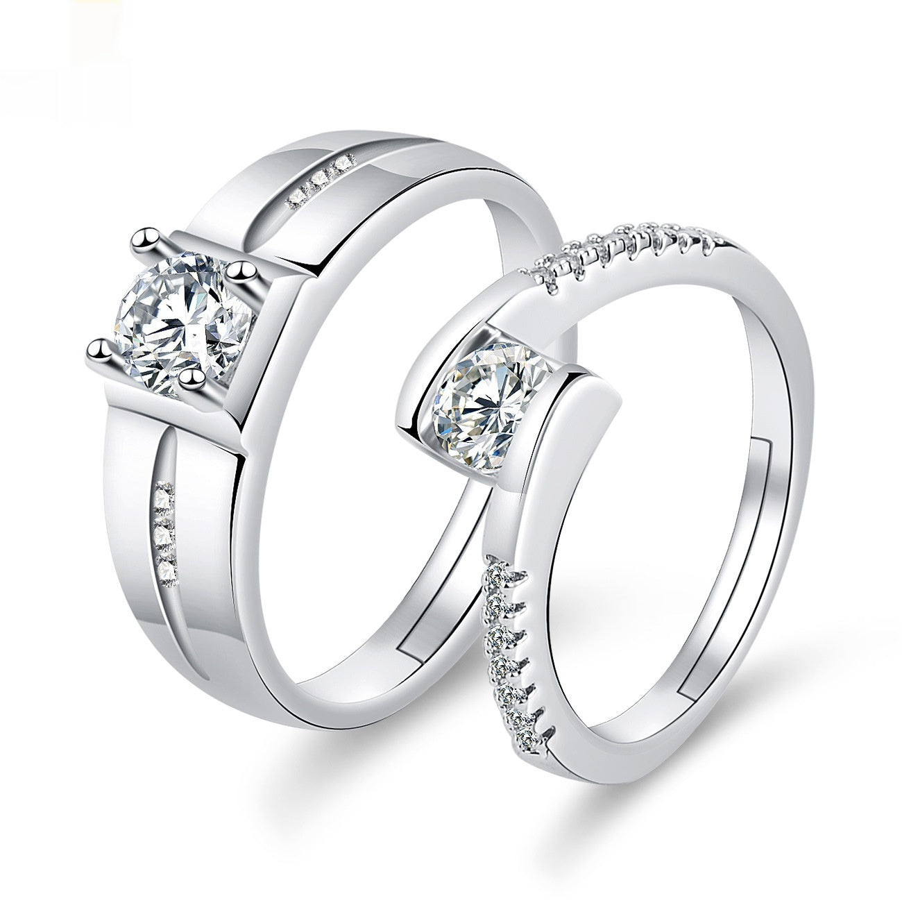Moissanite Engagement Couple Rings