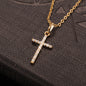 Simple Zircon Retro Cross Pendant Necklace