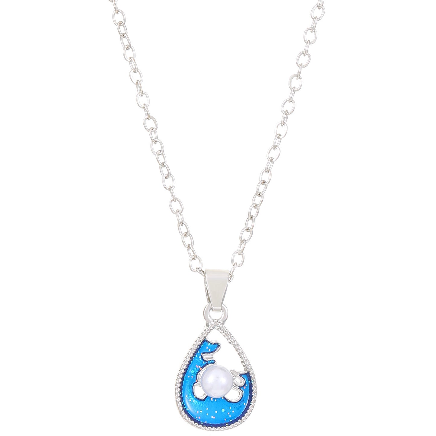 Blue Sun Water Drop Pendant Necklace For Women