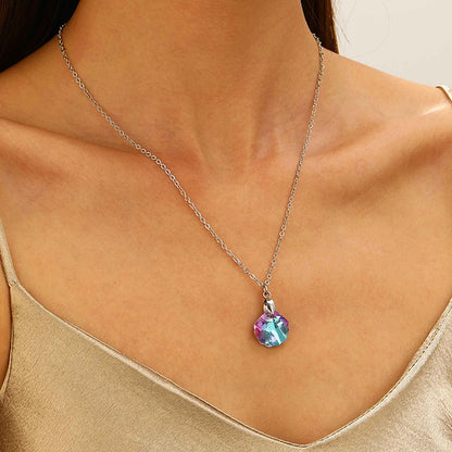 Blue Sun Water Drop Pendant Necklace For Women