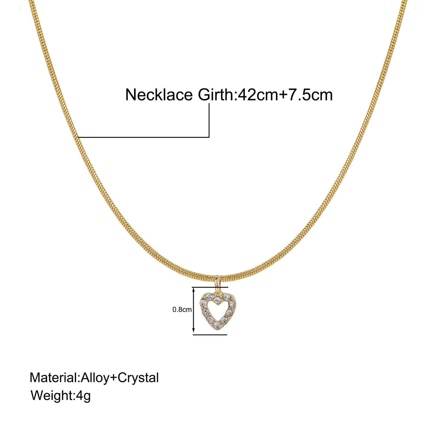 Zircon Peach Heart Pendant necklace