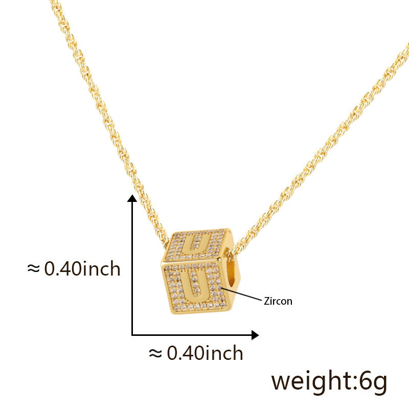 Cube 26 A-Z English Letter Pendant Necklaces