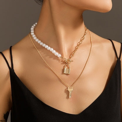 Multi-Layer Pearl & Coin Necklace for Women