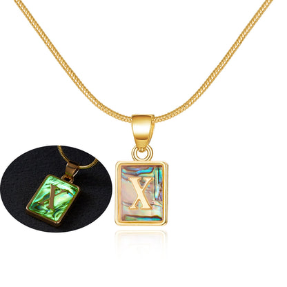 Luminous Pendant 26 Letter Square Necklace