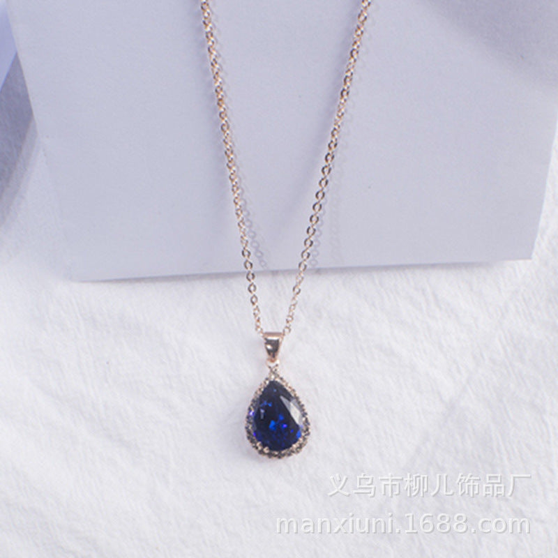 Water Drop Rose Gold Rhinestone Necklaces
