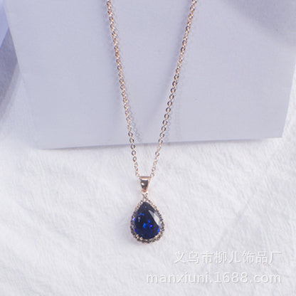 Water Drop Rose Gold Rhinestone Necklaces