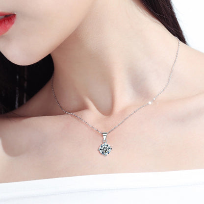 S925 Sterling Silver Necklace with Simple Zircon Pendant