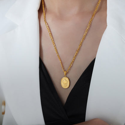 Titanium Steel Flower Pendant Necklace