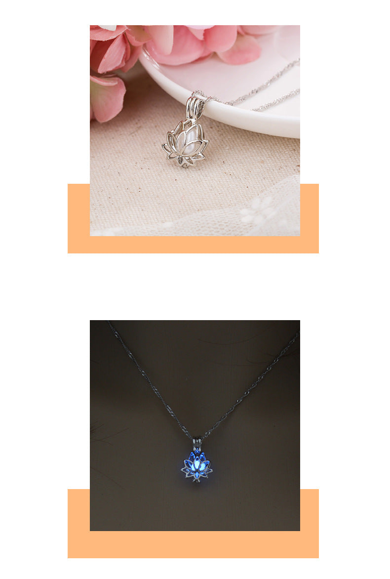 Yoga Lotus Luminous Pendant Necklace