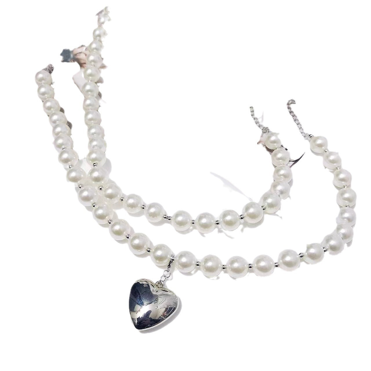 Peach Heart Pearl Necklace