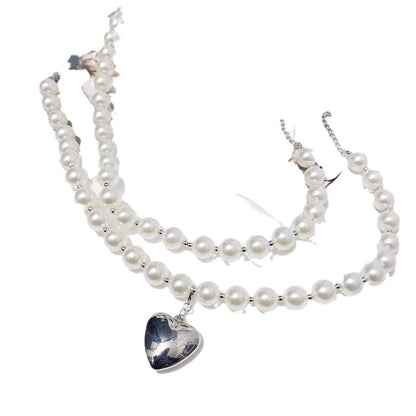 Peach Heart Pearl Necklace