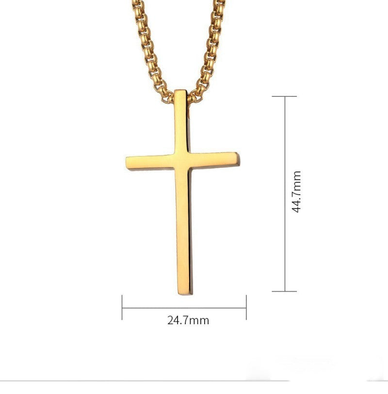 Simple Titanium Steel Cross Pendant Necklace