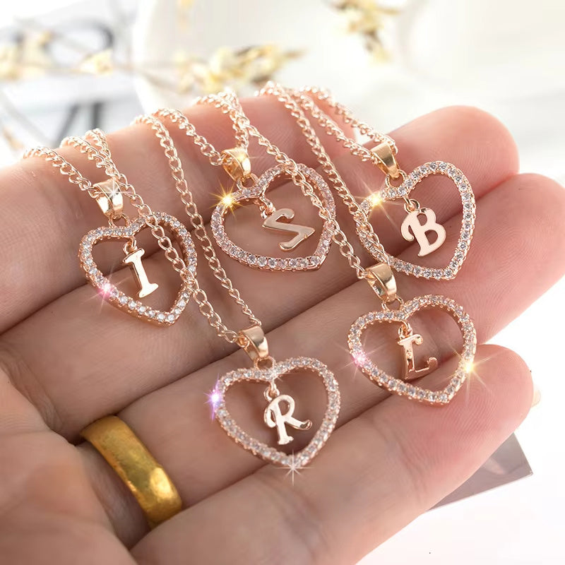 26 Letters Heart-Shaped Pendant Necklace