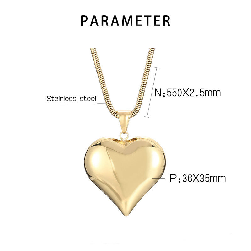Gold Silver Plain Heart-Shaped Necklace