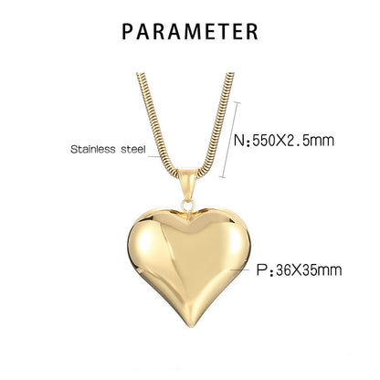 Gold Silver Plain Heart-Shaped Necklace