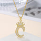 Gold Crown A-Z Pendant Necklace