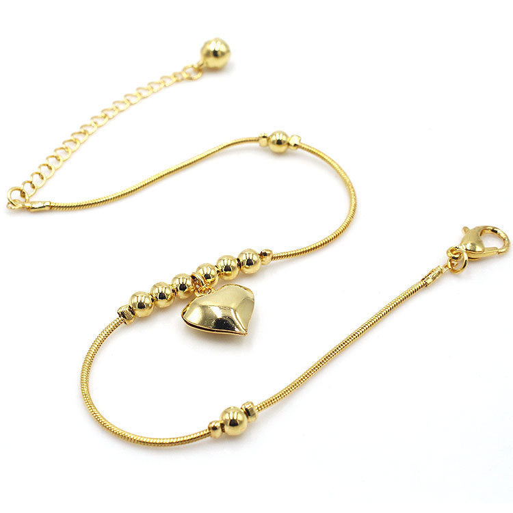 Gothic Gold Colour Heart Pendant Anklet