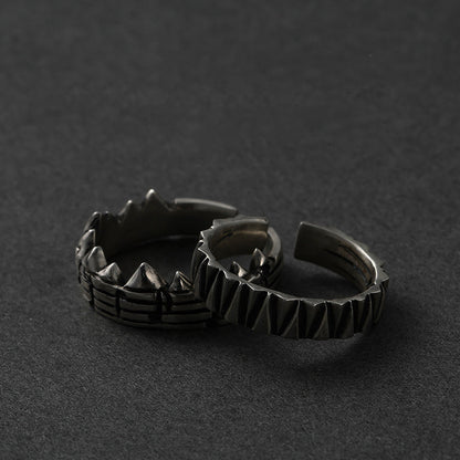 Sterling Silver Couple Ring – Adjustable Geometric Design