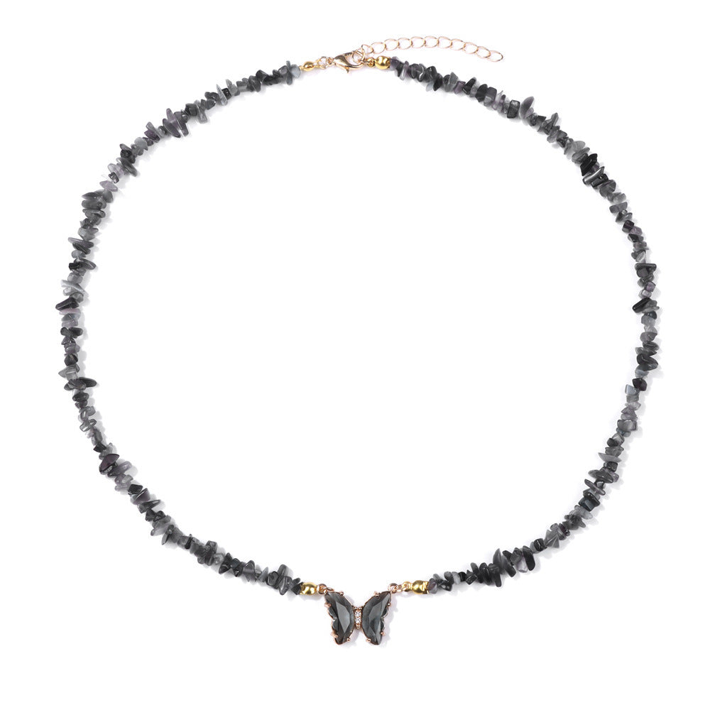 Simple and Versatile Butterfly Natural Stone Necklaces