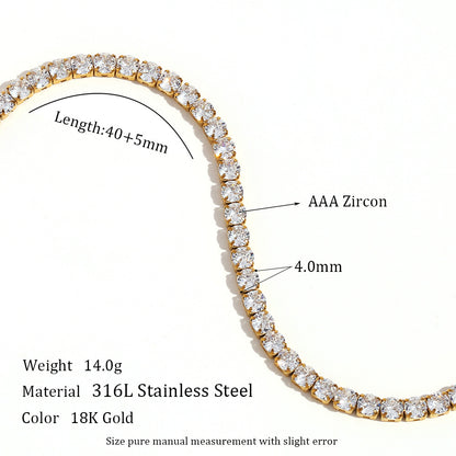 Stainless Steel Zircon Bracelet & Necklace Set