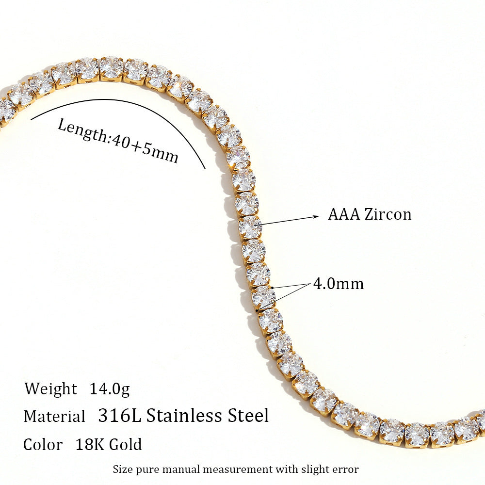 Stainless Steel Zircon Bracelet & Necklace Set