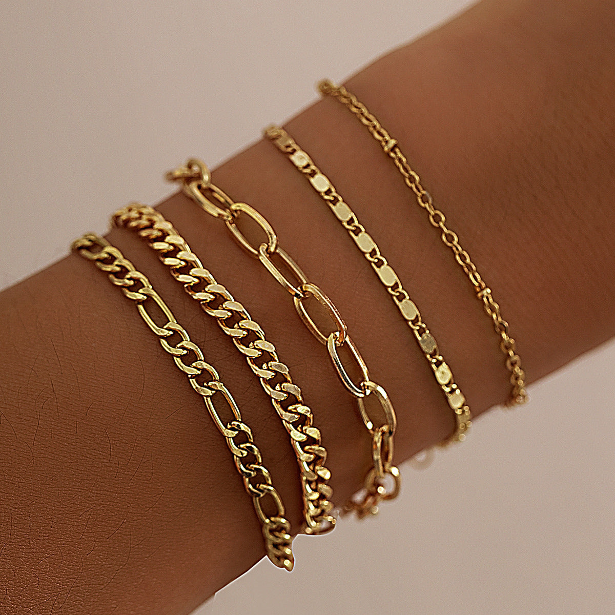 Simple Twin Cross Chain Bracelet for Women – Gold Electroplated Metal, Geometric Style, Personality Jewellery