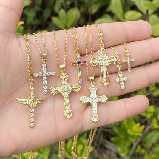 Micro Inlaid Zircon Cross Necklace