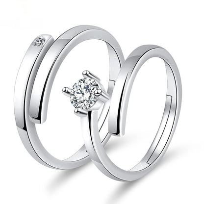 Moissanite Engagement Couple Rings