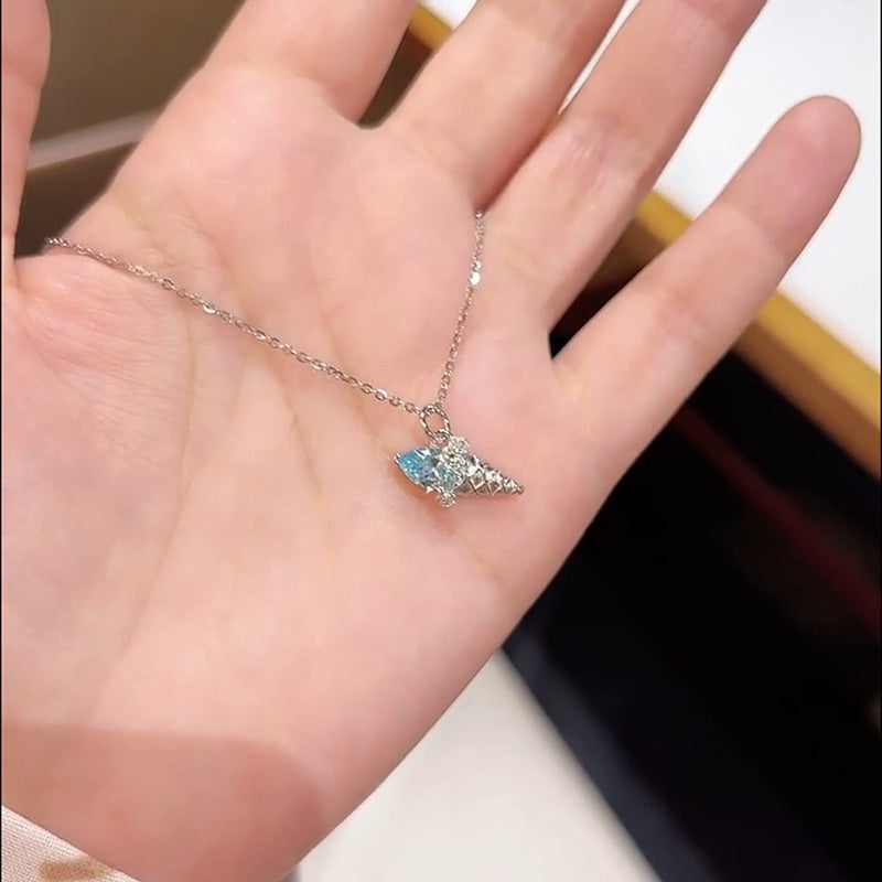 Zircon Ice Cream Pendant Necklace