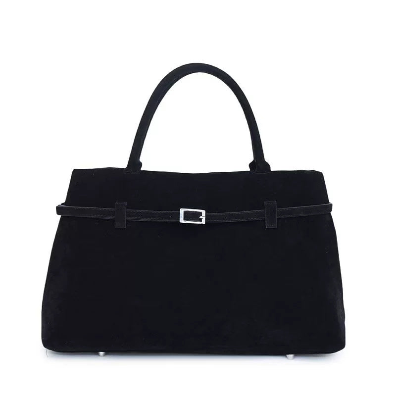 Solid Faux Suede Handbag