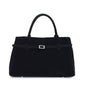 Solid Faux Suede Handbag
