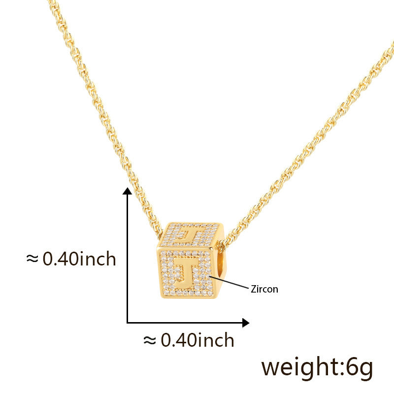 Cube 26 A-Z English Letter Pendant Necklaces