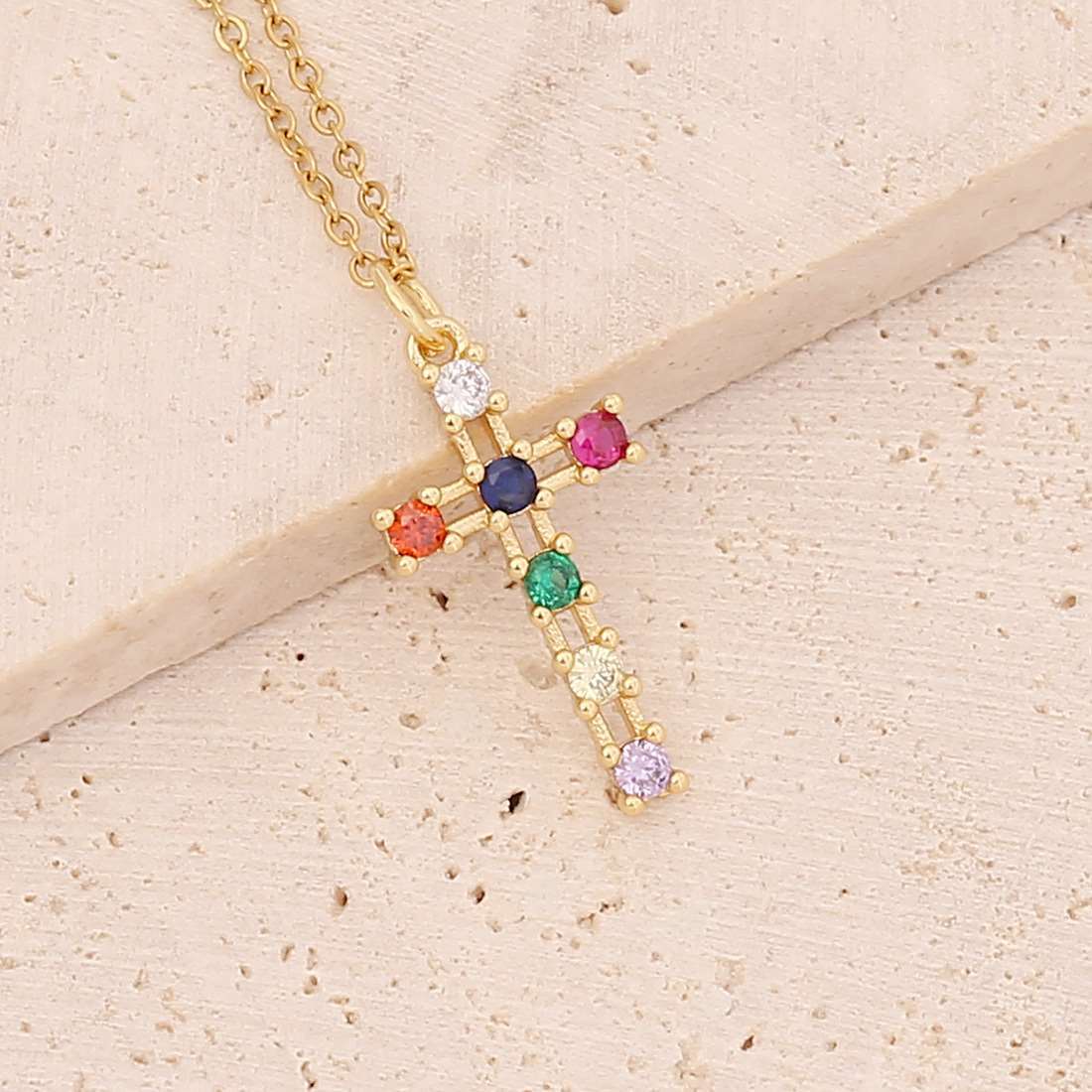 Micro Inlaid Zircon Cross Necklace