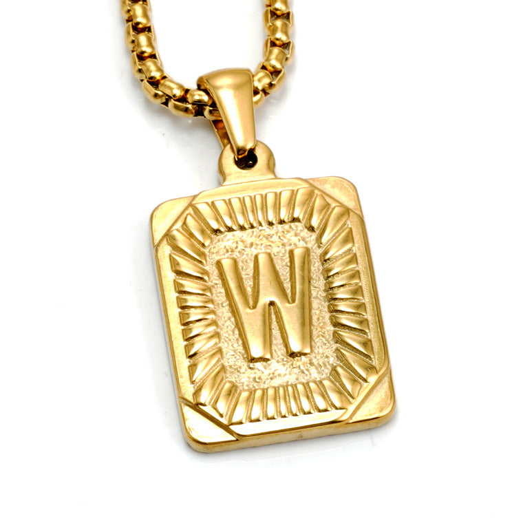 A-Z Alphabet Titanium Steel Letter Pendant Necklace