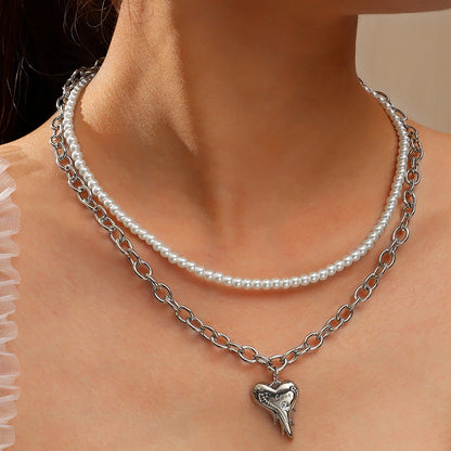 Punk Pearl Chain Necklace