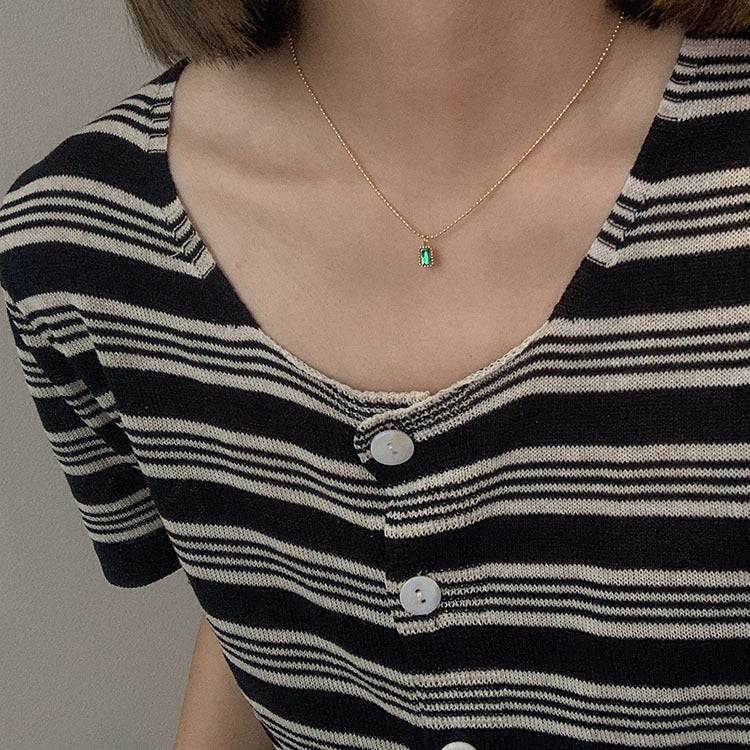 Ins Style French Emerald Necklace & Bracelet Set