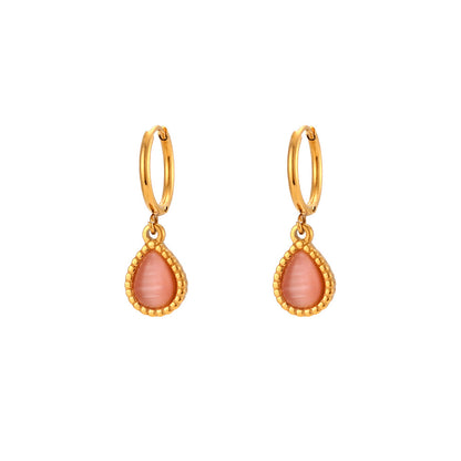 Minimalistic Water Drops Opal Earrings & Necklace