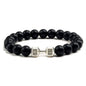 Barbell & Lava Rock Stone Beads Dumbbell Bracelet