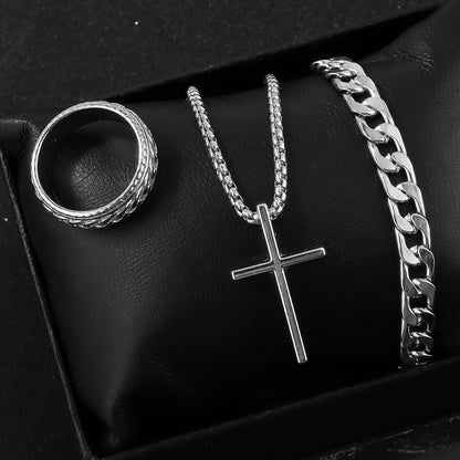 Cross Necklace, Ring & Bracelet Set