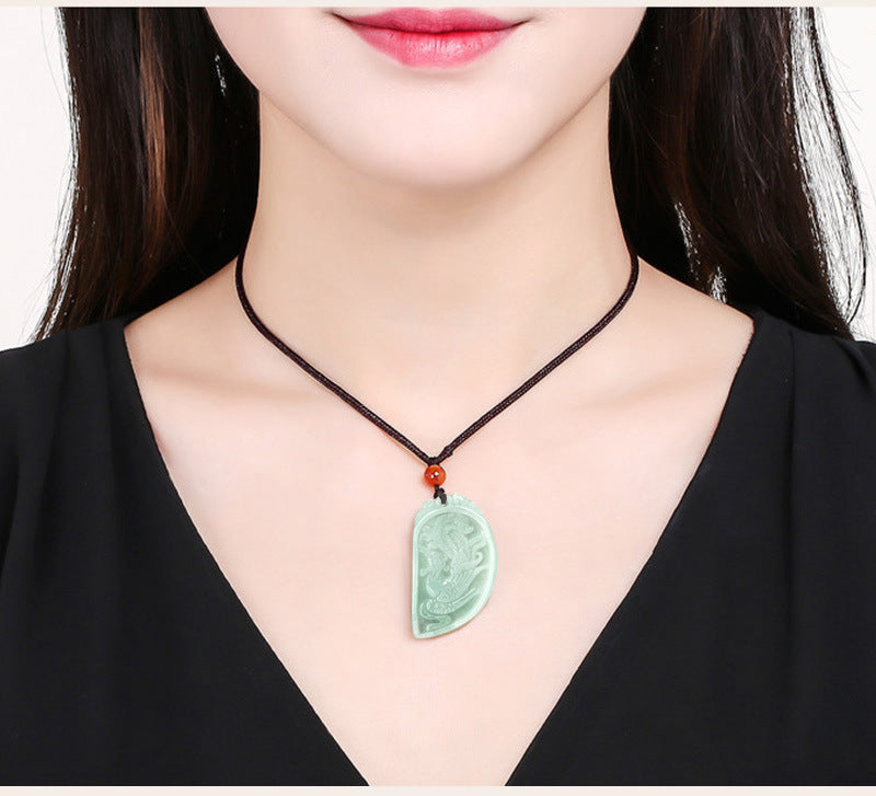 Dragon and Phoenix Jade Couple Necklace