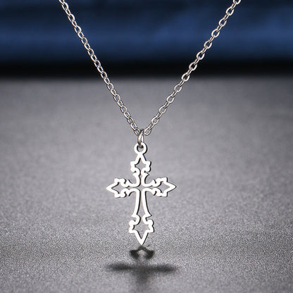 Retro Hollow Cross Gothic Necklace