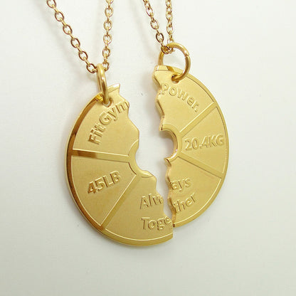Dumbbell Couple Pendant Necklace